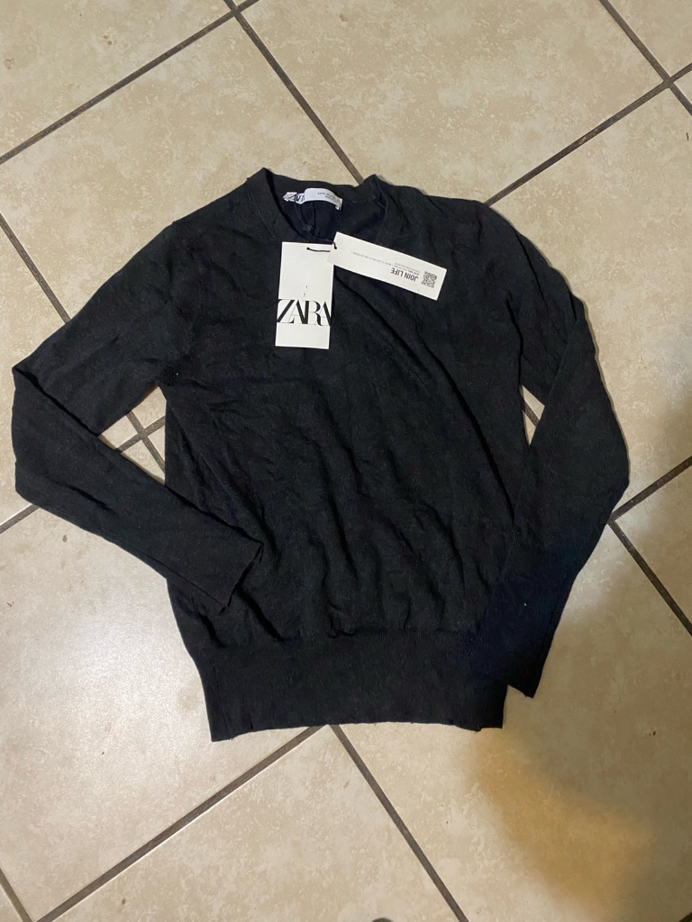 ZARA Black Men's Crewneck Knit Sweater - Picture 2 of 2